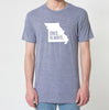 Missouri MO Once. Always. Tri Blend Track T-Shirt - Unisex Tee Shirts Size XS S M L XL xxL 0022