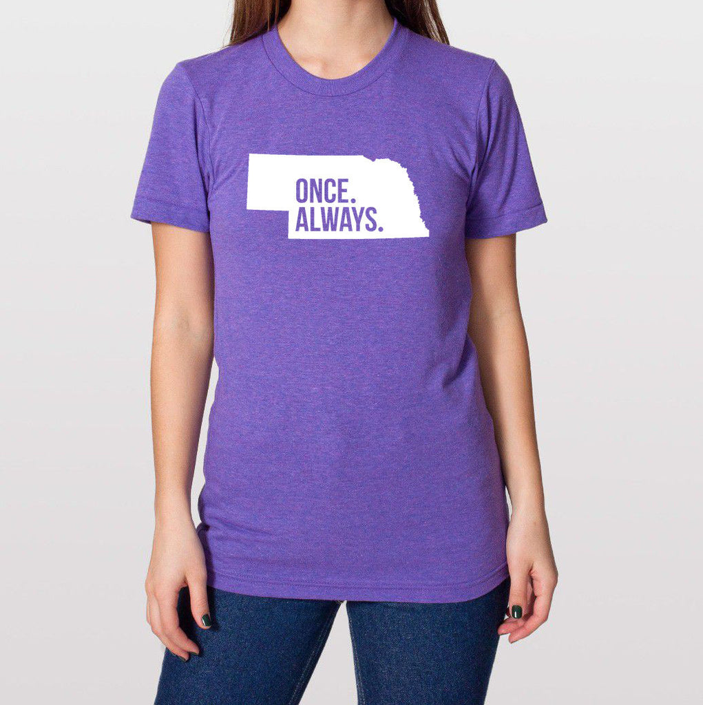 Nebraska NE Once. Always. Tri Blend Track T-Shirt - Unisex Tee Shirts Size XS S M L XL xxL 0022