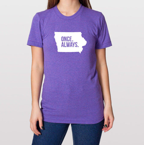 Iowa IA  Once. Always. Tri Blend Track T-Shirt - Unisex Tee Shirts Size XS S M L XL xxL 0022