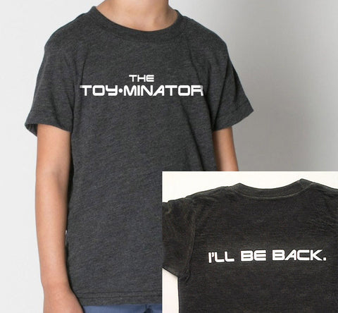 The Toy•minator 2-Sided Tri Blend Toddler, Kids, Youth Track T-Shirt - Sizes 2, 4, 6, 8, 10, 12