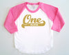 Baby's First 1st Birthday Personalized 'One' Poly Cotton 3/4 Raglan Sleeve Baseball Shirt