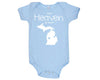 From Heaven By Way of Michigan Customized Cotton Baby One Piece Bodysuit - Infant Girl and Boy